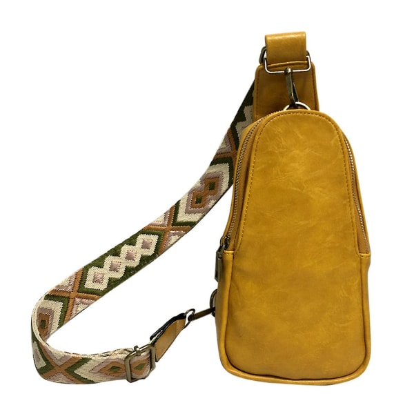 Dam PU Läder Slungväska Bärbar Retro Crossbody Väska Vintage Dragkedja Bröstväska Yellow