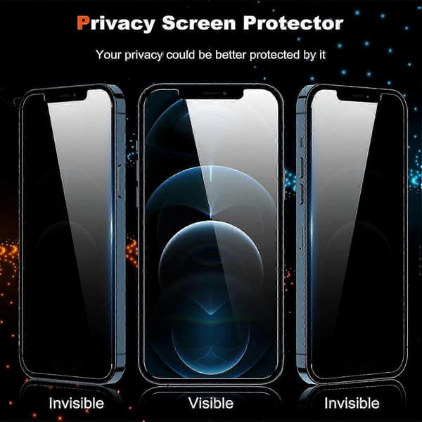 2025 2-pak til iPhone 12 / iPhone 12 Pro Privacy Screen Protector hærdet glas, Anti Spy Privacy Screen til iPhone 12 / iPhone 12 Pro tilbehør