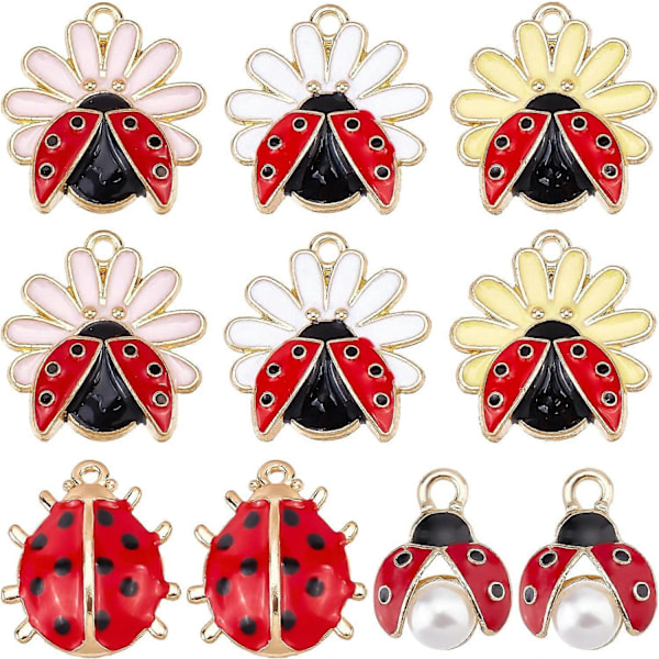 30 st Nyckelpigor Berlocker Emalj Nyckelpiga Berlocker Bulk Lyckosam Nyckelpiga Insekter Skalbaggar Djur Berlocker för Smyckestillverkning Berlock Kvinnor Vuxna DIY Halsband