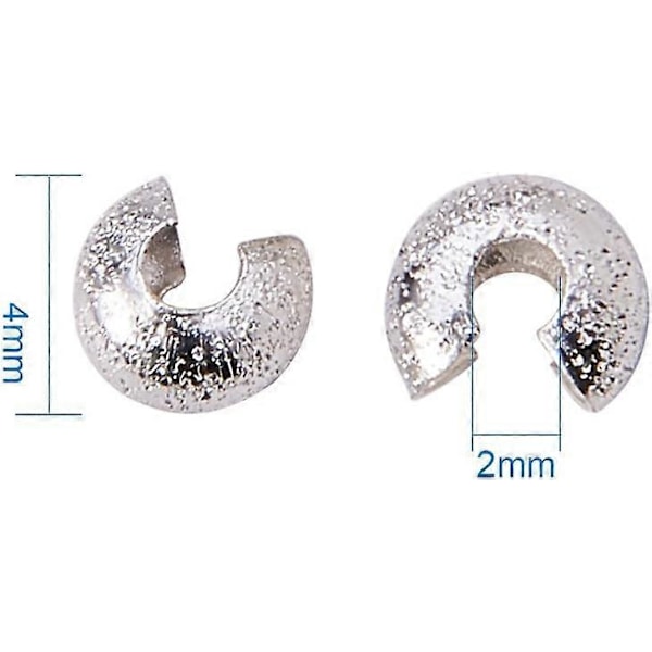 Cirka 100 st Brass Crimp Pärlor, Ändkapslar för Snöre, 4x3mm för Smyckestillverkning, Silver
