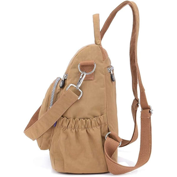 Ryggsäck för kvinnor, ryggsäck, handväska, stöldsäker, vattentät nylon, skolväska, resa, vardaglig, dagväska, mode, axelväska beige