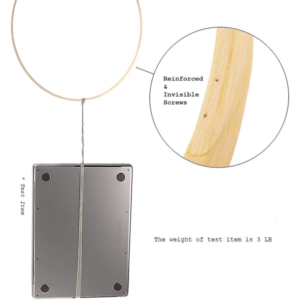 12 st 6 tum till 12 tum Trä Bambu Blomster Båge Krans Makramé Hantverk Bågar Ringar För Diy Drömfångare, Bröllop Krans Dekor Och Vägg Hängande Hantverk (12