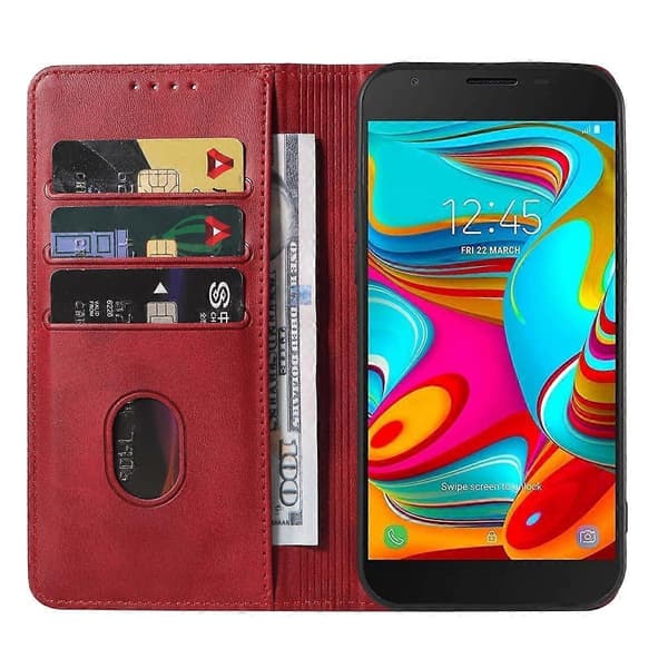 Magnetiskt läderfodral för Samsung Galaxy A2 Core / A260 Red