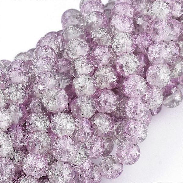 1 strengs crackeleret glas perler, runde blomme 8mm hul: 1.3~1.6mm 80 cm