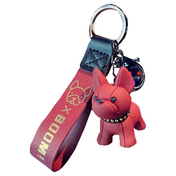 Glat Unik Bulldog Nøglering Sort