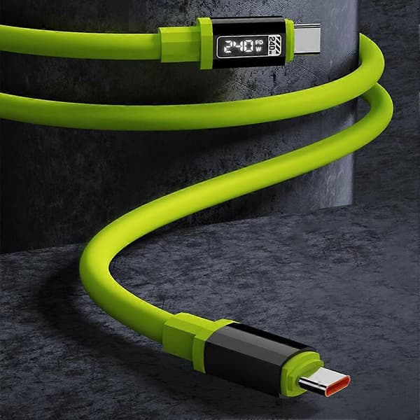 Silikon Digital Display Kabel Typ C Till Typ C Snabbladdningskablar Green