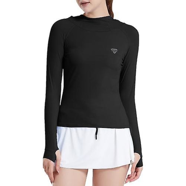 Dam solskydd tröja skjorta långärmad utomhus UV tröja Black 2XL