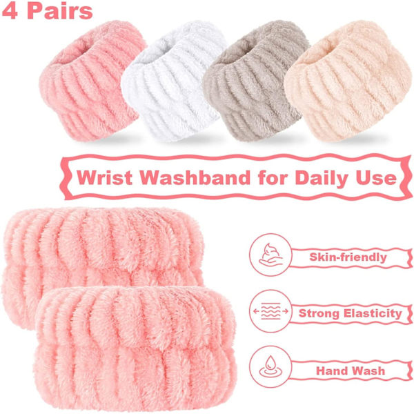 8 stk Spa Håndleddsvaskbånd Mikrofiber Håndleddsvaskhåndklebånd Håndleddsbånd For Vask Ansikt Absorberende Håndleddsbånd Håndleddssvettebånd For Kvinner Jenter Forhindre Liq