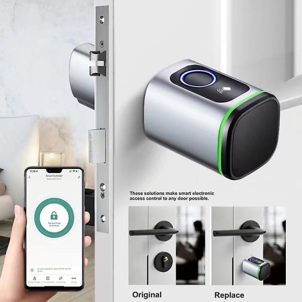 Fingeravtryckslås Smart Låskolv Graffiti Ttlock Bluetooth Trä Dörrlås