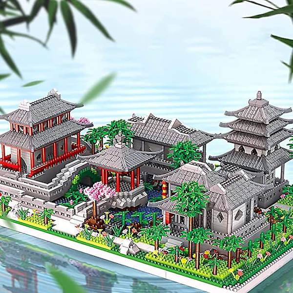 Kina De klassiske hagene i Suzhou Samling Berømt arkitektur Modell Byggekloss Sett (3930 stk) Mikro Mini Klosser Leker Gaver