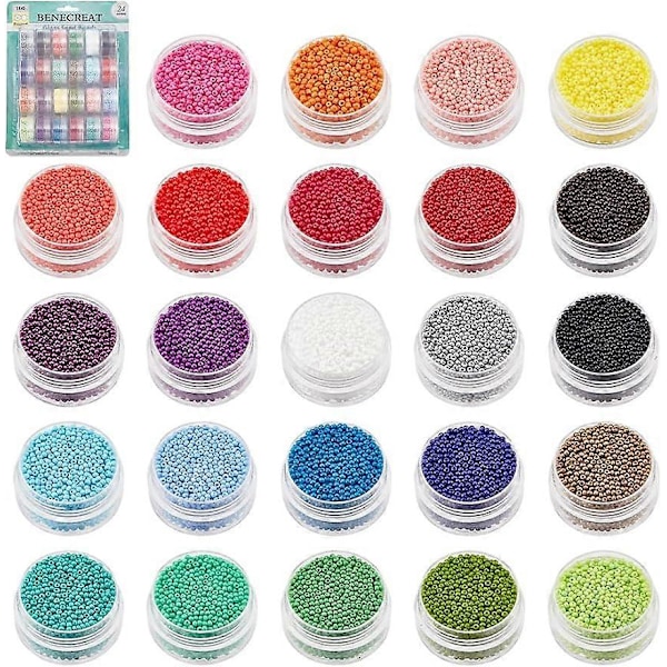 Glaspärlor 11/0 24 Ask med 24000 st 2mm Runda Pony Pärlor Flerfärgade Mini Distanspärlor