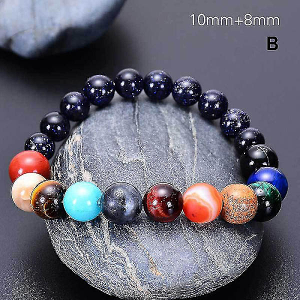 Simulering Åtta Planeter Armband Naturliga Stenpärlor Galaxy Handledssmycken Vacker Present Till Flickor A