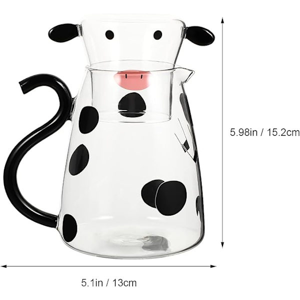 Frugt Krus Te Krus 1 Stk. Glas Ko-formede Glasvandflasker Genanvendelig Mælkeboble Te Juice Iskaffe (550 ml)