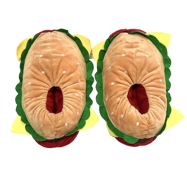 Hamburger Sutsko - Plysset Cheeseburger Sutsko Sjove Hjemmesko