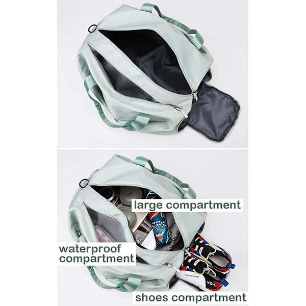 Gymbag for Kvinner Liten Reiseveske med Skoskap Duffle Bag for Sport Helg Yoga Svømming Svart-s Blue L