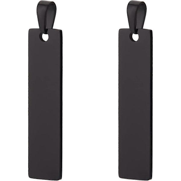10 st Rektangulära 304 Rostfritt Stål Berlocker Metallstämpling Blanka Taggar Svart 41x10mm för Halsband Hänge och Örhänge DIY Tillverkning Hantverk