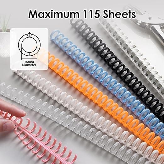 10 stycken bindande spolar 34 ringar 15 mm plastbindningskammar slitstarkt skrivmaterial spolar bindemedel (orange)