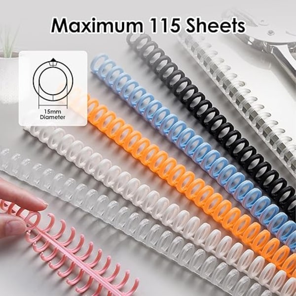 10 styk bindespiraler 34 ringe 15 mm plastbindekamme slidstærkt skrivemateriale spiraler bindemiddel (orange)