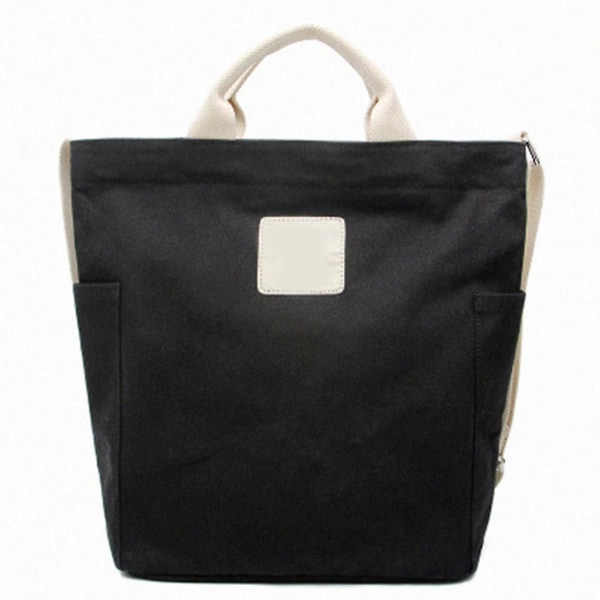 Dame Canvas Tote Håndvesker Casual Skulderveske Crossbody Daglig Arbeid Skoleveske black