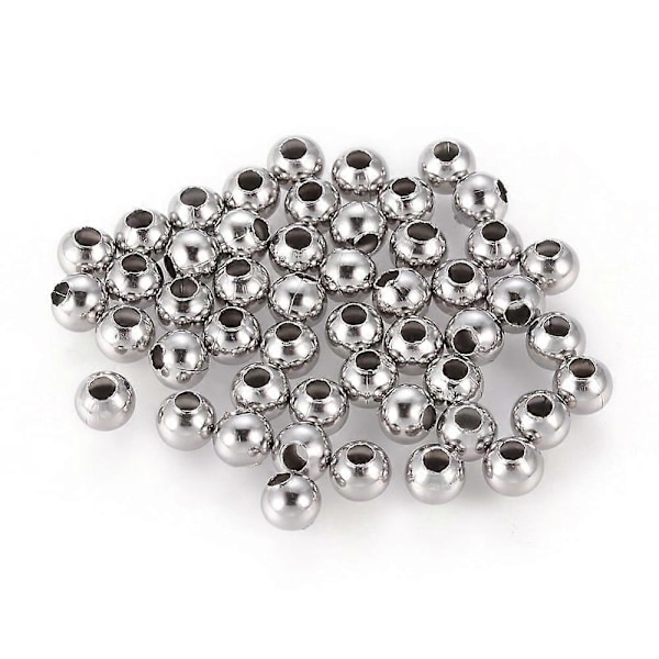 1000 stk. Runde 304 Rustfritt Stål Perler for Smykkefremstilling Rustfritt Stål Farge 4x4mm Hull: 1.5mm