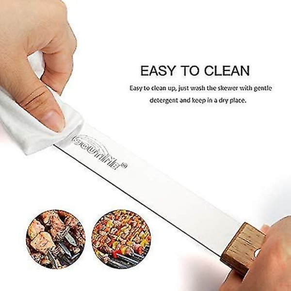 60cm Rostfritt Stål Kebabspett Med Trähandtag - Perfekt För Persiska Brasilianska Kyckling- Och Räkspett