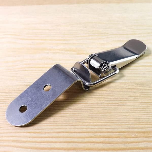 90 graders rostfritt stålspärrhake med anköppning, fjäderbelastad spärrhake, silver B-spärrhake