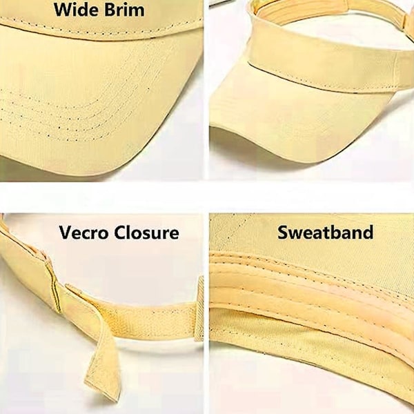 Solskjerm for barn, justerbar caps - Unisex for barn, atletiske sportshatter, UV-beskyttelse, passer for 5 til 12 år gamle, 52-56 cm yellow