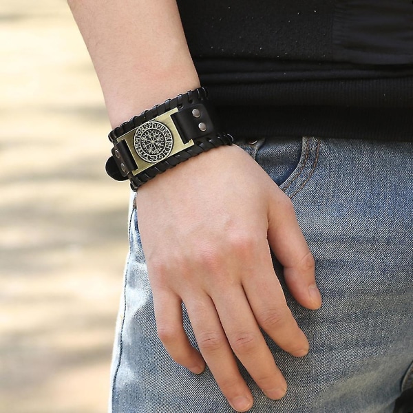 Pu Läder Metall Rock Armband Vintage Stil Justerbar Pirat Hand Band Smycken Present Till