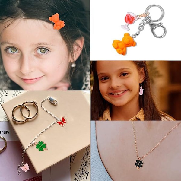 Berlocker-set för halsband, DIY-smycken, Berlocker Fjäril Bubbelte Berlocker Nyckelring Gummybjörnar Örhängen
