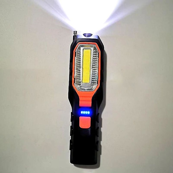 USB Ladattava LED Taskulamppu Työvalo Lamppu LEDit Tukiteline Kääntyvä Koukku Leirintään Korjaamolle Autonkorjaukseen Usb rechargeable Blue