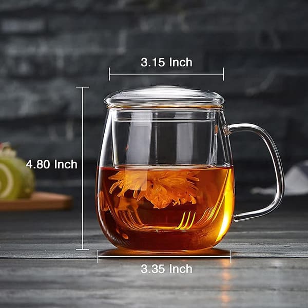 Glas Tekop Med Si Og Låg, 520 ml Klar Tekop