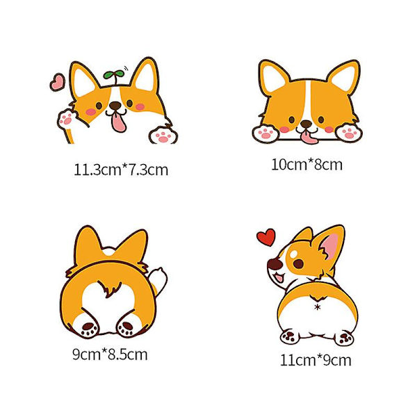 4 kpl Sarjakuva-auto tarroja Corgi Koira Tarrat Sarjakuva Anime Sähköauto Moottoripyörä Sateenkestävät Autotarrat Autotarvikkeet Naisille