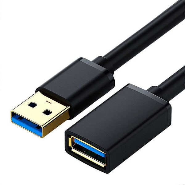 2 stk. USB-datakabel forlængerkabel guld 3M