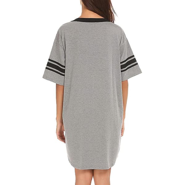 Kvinnors kortärmad sovplagg, V-ringad lös bekväm sovplagg Grey 2XL