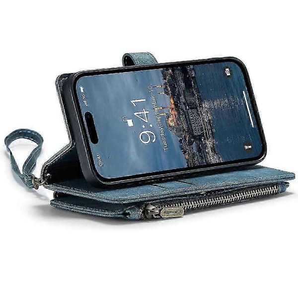Lompakkokotelo iPhone 14 Pro:lle, jossa on ajokorttipaikat ja korttipidike Blue