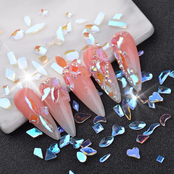 3D Neglekunst Aurora Rhinestone Multi-form Blandede Neglekrystalhåndværk Skinnende Neglekunst Dekoration DIY Neglekunst Design Set3