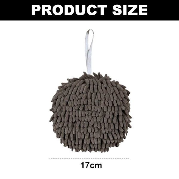 3-pack handdukar för badrum, handduksdekoration, chenille hängande handduksboll, mikrofiber fluffig absorberande mjuk liten badhandduk Grey