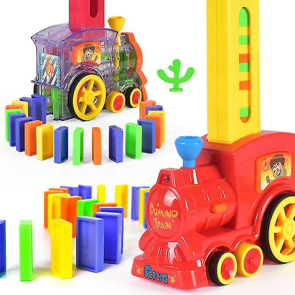 Domino Tog Sæt Børn Domino Klodser Magisk Elektrisk Automatisk Opsætning Farverige Plastik Dominoer Baby Pædagogiske Klodser Småbørnslegetøj 02 transparent set