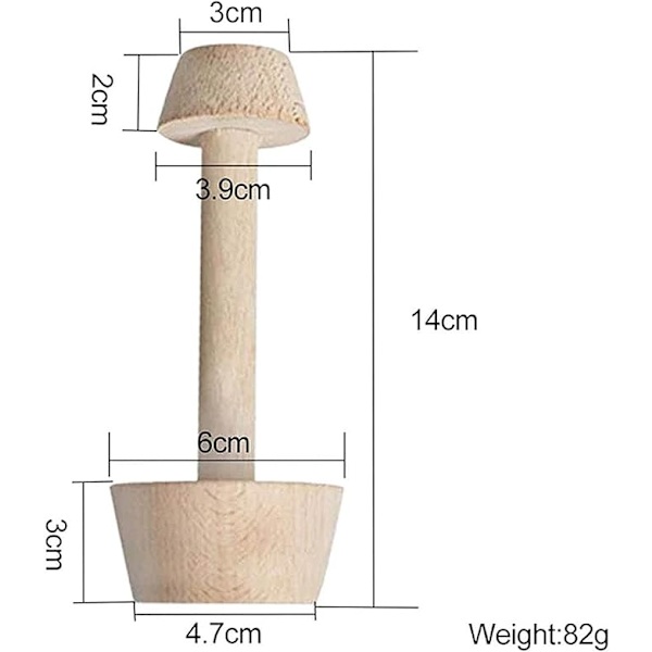 degmaker, örtmakare, 14 cm, trä, tårtmassare med Ø 4 cm, 6 cm, dubbla stampskivor, deg, potatismassare för surkål, grönsaker, frukt, muffins tårtor
