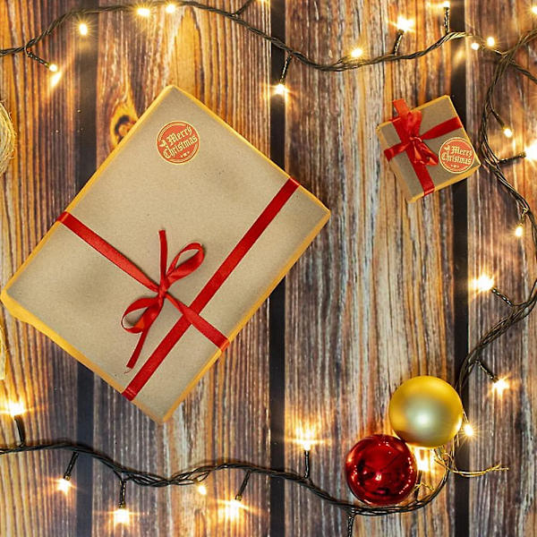 1000 Stykker God Jul Etiketter Runde Selvklebende Gaver Juleklistremerker For Dekorering av Gaver, Kort, Håndverk
