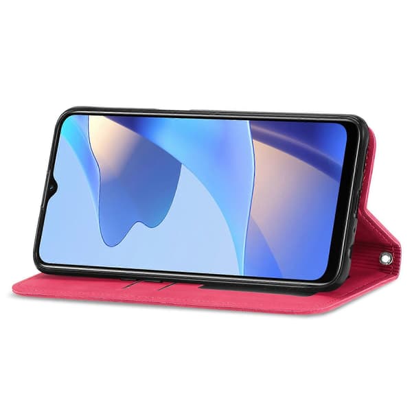 Retro Läderfodral med Magnetisk Horisontell Flip för OPPO A16 Red