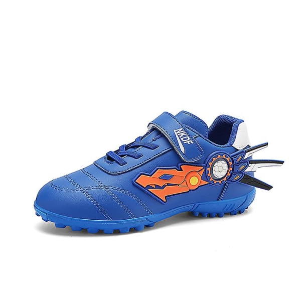 Fotballsko for gutter og jenter, sklisikre fotballsko, knotter, gressfotballsko, sneakers y210 Blue EU 39
