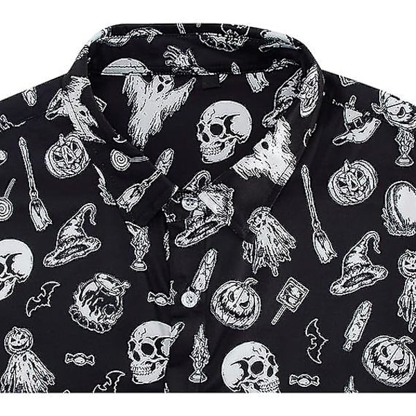 Herr Jul Halloween Långärmad Knapp Ned Skjorta Casual Slim Fit Klänningskjortor Q1 M
