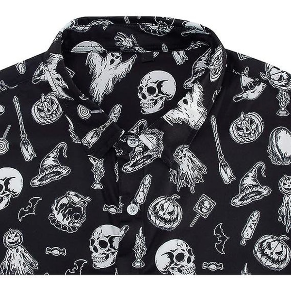 Herre Jul Halloween Langærmet Knap Ned Skjorte Casual Slim Fit Dress Skjorter Q1 2XL