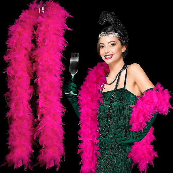 Chandelle Kalkunfjer Boa 2 Yards 80 Gram Til DIY Håndværk Hjem Dans Bryllupsfest Halloween Kostume Dekoration Fjer Boa (rosenrød)