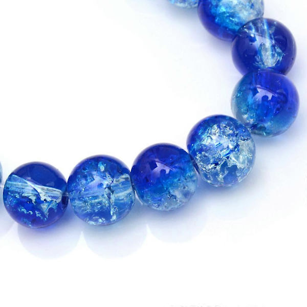 1 Strand Bakade Målade Spruckglaspärlor Strängar Runda Blå 4mm Hål: 1,1~1,3mm ca 200st/sträng 31,4 tum