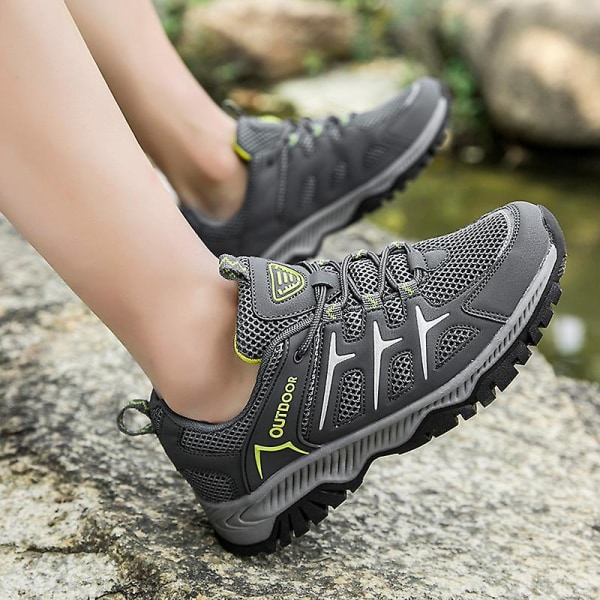 Herre Dame Tursko Lav Ankel Sneakers For Utendørs Stier Trekking Gåing 3Ds2101 Gray EU 46