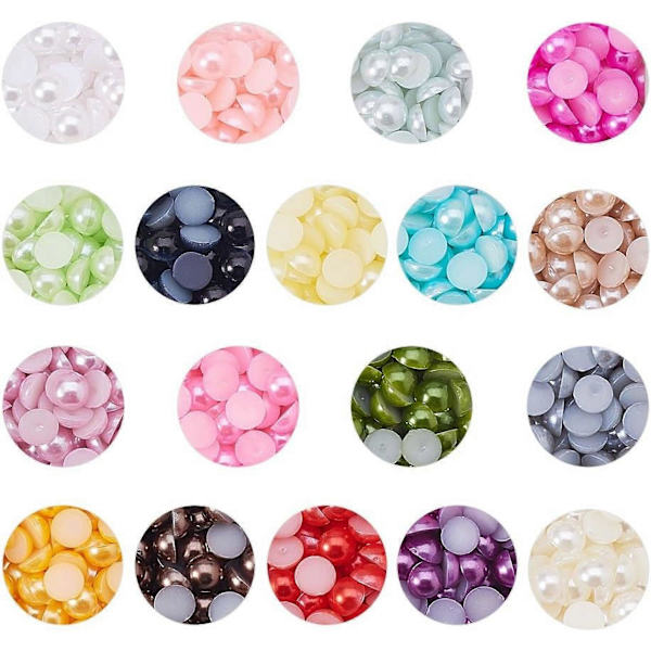 2880 stk. ABS Akryl Halvrunde Flate Bakside Imitasjonsperler Cabochon Diameter 6mm Blandet Farge for Håndverk DIY Gaveproduksjon