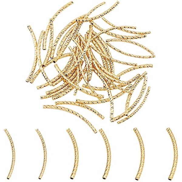 60 st 18K Guld Tub Spacer Pärlor 3 Stilar Böjda Nudel Pärlor Hållbara Mässing Twist Spacer Pärlor för Smyckestillverkning