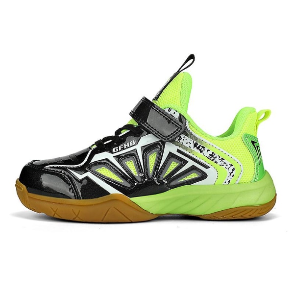 Lätta sneakers för barn, fashionabla inomhusskor för badminton 3D991 BlackGreen EU 33